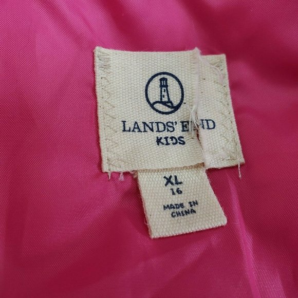 Lands End Kids Girls Blue Pink Heart Puffer Vest - Picture 10 of 12
